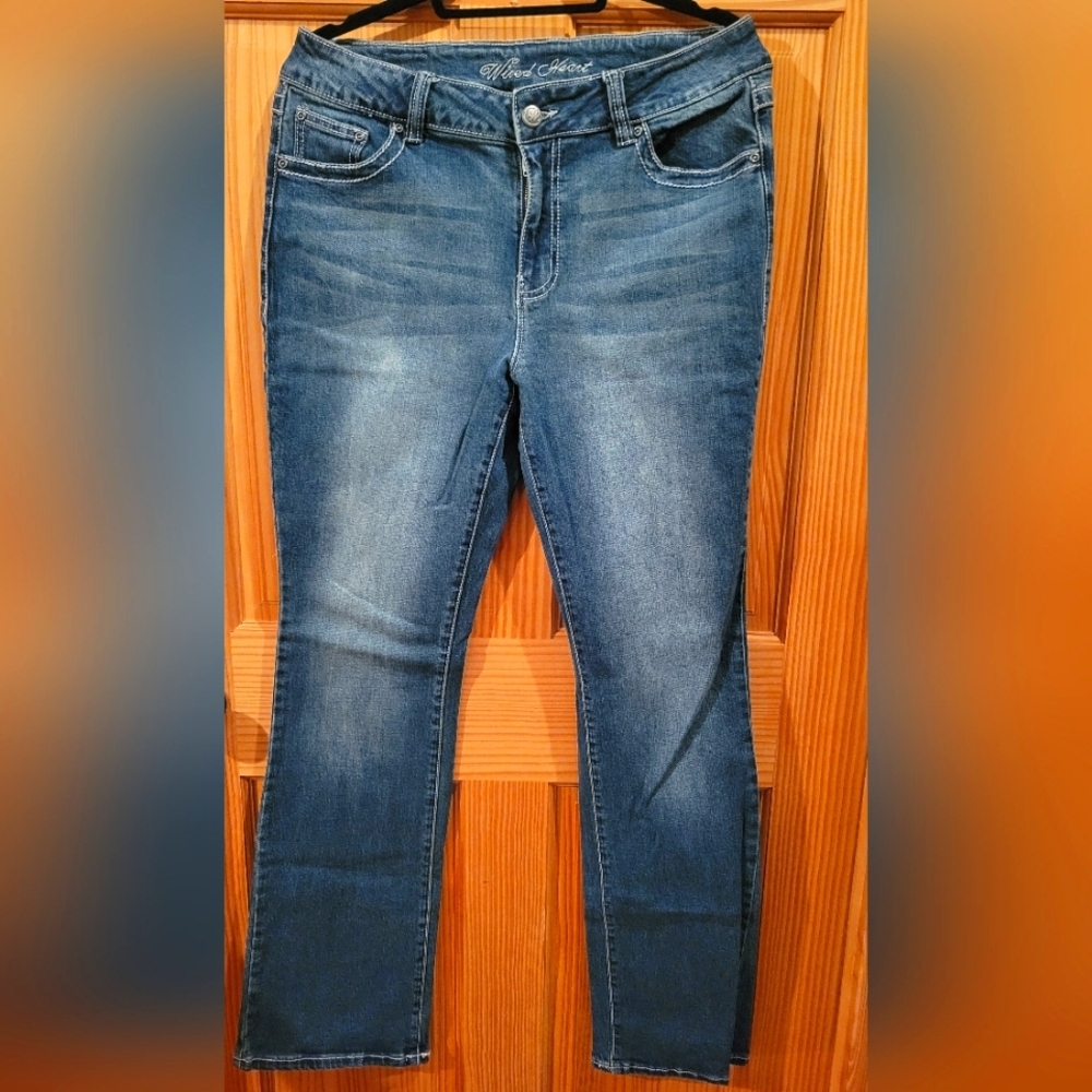 Wild Heart Blue Denim Cross Bling Jeans